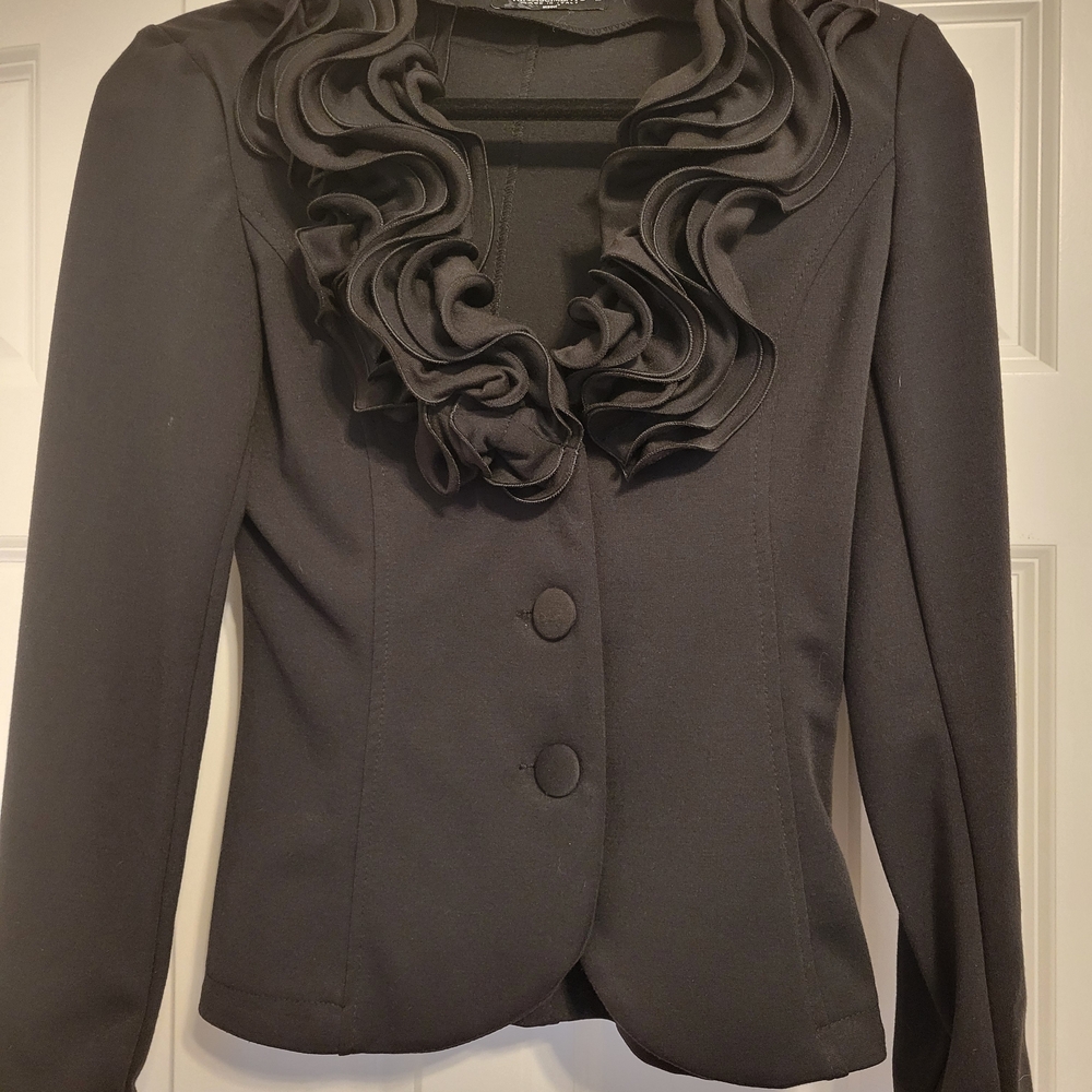 Rinascimento Black Ruffled Blazer